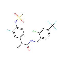 C[C@@H](C(=O)NCc1ccc(C(F)(F)F)cc1Cl)c1ccc(NS(C)(=O)=O)c(F)c1 ZINC000147041368