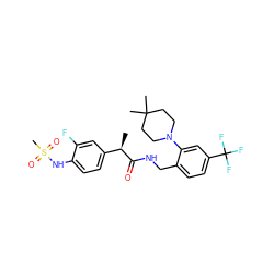 C[C@@H](C(=O)NCc1ccc(C(F)(F)F)cc1N1CCC(C)(C)CC1)c1ccc(NS(C)(=O)=O)c(F)c1 ZINC000145701582