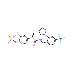 C[C@@H](C(=O)NCc1ccc(C(F)(F)F)cc1N1CCCC1)c1ccc(NS(C)(=O)=O)c(F)c1 ZINC000146283395