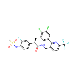 C[C@@H](C(=O)NCc1ccc(C(F)(F)F)nc1-c1ccc(Cl)c(Cl)c1)c1ccc(NS(C)(=O)=O)c(F)c1 ZINC000146017894