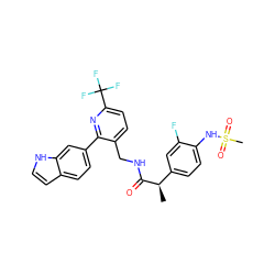 C[C@@H](C(=O)NCc1ccc(C(F)(F)F)nc1-c1ccc2cc[nH]c2c1)c1ccc(NS(C)(=O)=O)c(F)c1 ZINC000146991021