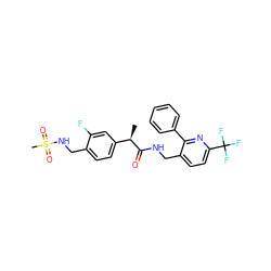 C[C@@H](C(=O)NCc1ccc(C(F)(F)F)nc1-c1ccccc1)c1ccc(CNS(C)(=O)=O)c(F)c1 ZINC000169711857