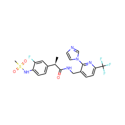 C[C@@H](C(=O)NCc1ccc(C(F)(F)F)nc1-n1ccnc1)c1ccc(NS(C)(=O)=O)c(F)c1 ZINC000146070926