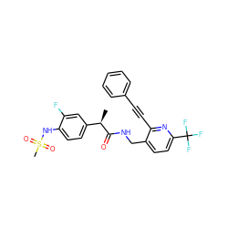 C[C@@H](C(=O)NCc1ccc(C(F)(F)F)nc1C#Cc1ccccc1)c1ccc(NS(C)(=O)=O)c(F)c1 ZINC000145884675