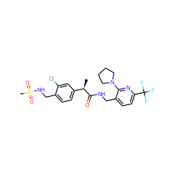 C[C@@H](C(=O)NCc1ccc(C(F)(F)F)nc1N1CCCC1)c1ccc(CNS(C)(=O)=O)c(Cl)c1 ZINC000169703317