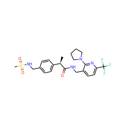 C[C@@H](C(=O)NCc1ccc(C(F)(F)F)nc1N1CCCC1)c1ccc(CNS(C)(=O)=O)cc1 ZINC000169703310