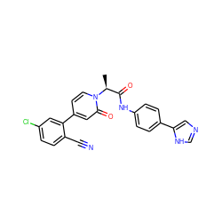 C[C@@H](C(=O)Nc1ccc(-c2cnc[nH]2)cc1)n1ccc(-c2cc(Cl)ccc2C#N)cc1=O ZINC000220687647