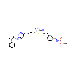 C[C@@H](C(=O)Nc1ccc(CCCCc2nnc(NC(=O)Cc3cccc(CNC(=O)OC(C)(C)C)c3)s2)nn1)c1ccccc1 ZINC000169698338