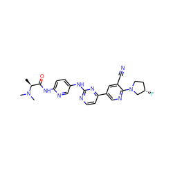 C[C@@H](C(=O)Nc1ccc(Nc2nccc(-c3cnc(N4CC[C@H](F)C4)c(C#N)c3)n2)cn1)N(C)C ZINC000221299229