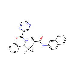 C[C@@H](C(=O)Nc1ccc2ccccc2c1)[C@@H]1C[C@@]1(C)[C@@H](NC(=O)c1cnccn1)c1ccccc1 ZINC000008829512