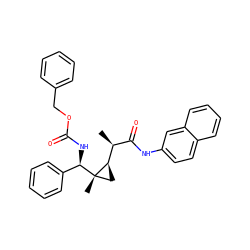 C[C@@H](C(=O)Nc1ccc2ccccc2c1)[C@H]1C[C@]1(C)[C@H](NC(=O)OCc1ccccc1)c1ccccc1 ZINC000008018623