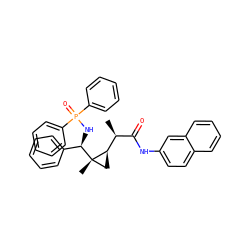 C[C@@H](C(=O)Nc1ccc2ccccc2c1)[C@H]1C[C@]1(C)[C@H](NP(=O)(c1ccccc1)c1ccccc1)c1ccccc1 ZINC000008019271