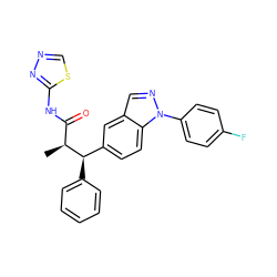 C[C@@H](C(=O)Nc1nncs1)[C@H](c1ccccc1)c1ccc2c(cnn2-c2ccc(F)cc2)c1 ZINC000043195844