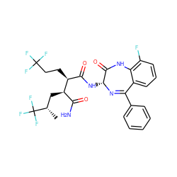 C[C@@H](C[C@H](C(N)=O)[C@@H](CCC(F)(F)F)C(=O)N[C@H]1N=C(c2ccccc2)c2cccc(F)c2NC1=O)C(F)(F)F ZINC000205760593
