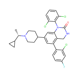 C[C@@H](C1CC1)N1CCC(c2cc(-c3ccc(F)cc3Cl)c3c(c2)N(c2c(Cl)cccc2Cl)C(=O)NC3)CC1 ZINC000026670464