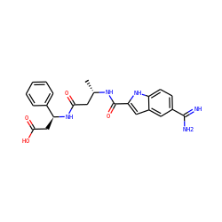 C[C@@H](CC(=O)N[C@@H](CC(=O)O)c1ccccc1)NC(=O)c1cc2cc(C(=N)N)ccc2[nH]1 ZINC000013776110