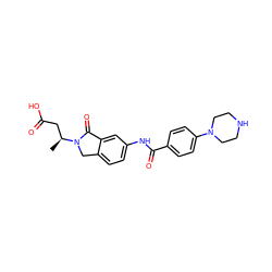 C[C@@H](CC(=O)O)N1Cc2ccc(NC(=O)c3ccc(N4CCNCC4)cc3)cc2C1=O ZINC000072105026