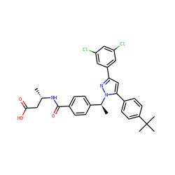 C[C@@H](CC(=O)O)NC(=O)c1ccc([C@H](C)n2nc(-c3cc(Cl)cc(Cl)c3)cc2-c2ccc(C(C)(C)C)cc2)cc1 ZINC000653847521