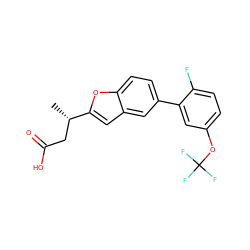 C[C@@H](CC(=O)O)c1cc2cc(-c3cc(OC(F)(F)F)ccc3F)ccc2o1 ZINC001772653032