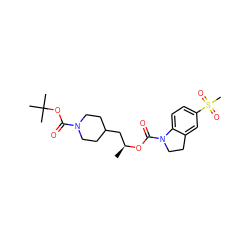 C[C@@H](CC1CCN(C(=O)OC(C)(C)C)CC1)OC(=O)N1CCc2cc(S(C)(=O)=O)ccc21 ZINC000103271270