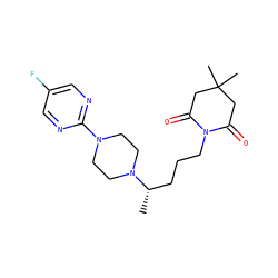 C[C@@H](CCCN1C(=O)CC(C)(C)CC1=O)N1CCN(c2ncc(F)cn2)CC1 ZINC000029462142