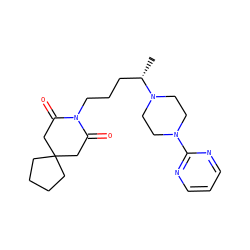 C[C@@H](CCCN1C(=O)CC2(CCCC2)CC1=O)N1CCN(c2ncccn2)CC1 ZINC000029414339