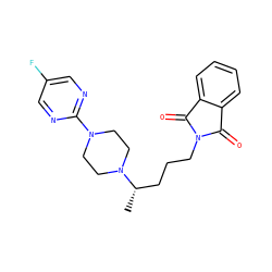 C[C@@H](CCCN1C(=O)c2ccccc2C1=O)N1CCN(c2ncc(F)cn2)CC1 ZINC000029462177