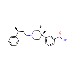 C[C@@H](CCN1CC[C@@](C)(c2cccc(C(N)=O)c2)[C@@H](C)C1)c1ccccc1 ZINC000013587984