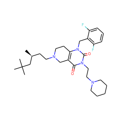 C[C@@H](CCN1CCc2c(c(=O)n(CCN3CCCCC3)c(=O)n2Cc2c(F)cccc2F)C1)CC(C)(C)C ZINC000029060705