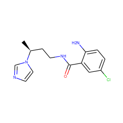 C[C@@H](CCNC(=O)c1cc(Cl)ccc1N)n1ccnc1 ZINC000026385073