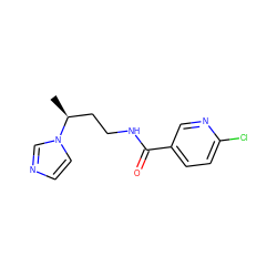 C[C@@H](CCNC(=O)c1ccc(Cl)nc1)n1ccnc1 ZINC000025989671