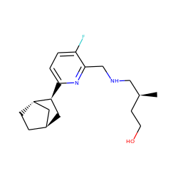 C[C@@H](CCO)CNCc1nc([C@H]2C[C@H]3CC[C@H]2C3)ccc1F ZINC001772618071