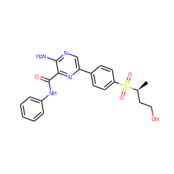 C[C@@H](CCO)S(=O)(=O)c1ccc(-c2cnc(N)c(C(=O)Nc3ccccc3)n2)cc1 ZINC000071329127