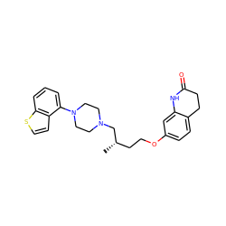 C[C@@H](CCOc1ccc2c(c1)NC(=O)CC2)CN1CCN(c2cccc3sccc23)CC1 ZINC000115089846