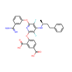 C[C@@H](CCc1ccccc1)Nc1c(F)c(Oc2cccc(C(=N)N)c2)nc(Oc2ccc(C(=O)O)cc2C(=O)O)c1F ZINC000028524386