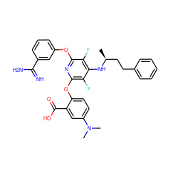 C[C@@H](CCc1ccccc1)Nc1c(F)c(Oc2cccc(C(=N)N)c2)nc(Oc2ccc(N(C)C)cc2C(=O)O)c1F ZINC000028523427