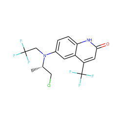 C[C@@H](CCl)N(CC(F)(F)F)c1ccc2[nH]c(=O)cc(C(F)(F)F)c2c1 ZINC000014968540