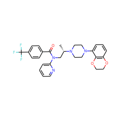 C[C@@H](CN(C(=O)c1ccc(C(F)(F)F)cc1)c1ccccn1)N1CCN(c2cccc3c2OCCO3)CC1 ZINC000013643821