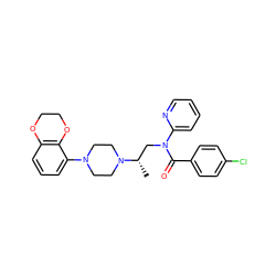 C[C@@H](CN(C(=O)c1ccc(Cl)cc1)c1ccccn1)N1CCN(c2cccc3c2OCCO3)CC1 ZINC000013643818