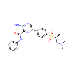 C[C@@H](CN(C)C)S(=O)(=O)c1ccc(-c2cnc(N)c(C(=O)Nc3ccccc3)n2)cc1 ZINC000071297123