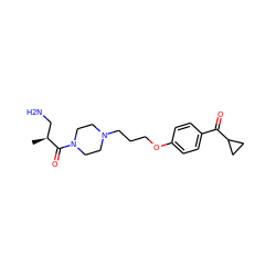 C[C@@H](CN)C(=O)N1CCN(CCCOc2ccc(C(=O)C3CC3)cc2)CC1 ZINC000013444878