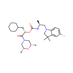 C[C@@H](CN1CC(C)(C)c2cc(F)ccc21)NC(=O)O[C@@H](CC1CCCCC1)C(=O)N1C[C@H](C)O[C@H](C)C1 ZINC000014971865