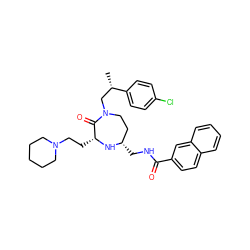 C[C@@H](CN1CC[C@H](CNC(=O)c2ccc3ccccc3c2)N[C@H](CCN2CCCCC2)C1=O)c1ccc(Cl)cc1 ZINC000206888575