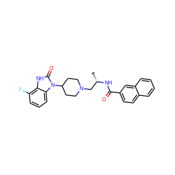 C[C@@H](CN1CCC(n2c(=O)[nH]c3c(F)cccc32)CC1)NC(=O)c1ccc2ccccc2c1 ZINC000045505749