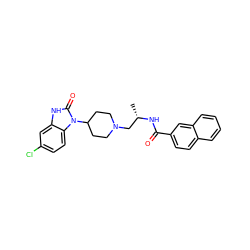 C[C@@H](CN1CCC(n2c(=O)[nH]c3cc(Cl)ccc32)CC1)NC(=O)c1ccc2ccccc2c1 ZINC000040951976