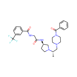 C[C@@H](CN1CCN(C(=O)c2ccccc2)CC1)N1CC[C@@H](NC(=O)CNC(=O)c2cccc(C(F)(F)F)c2)C1 ZINC000049781244