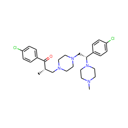 C[C@@H](CN1CCN(C[C@H](c2ccc(Cl)cc2)N2CCN(C)CC2)CC1)C(=O)c1ccc(Cl)cc1 ZINC000022927913