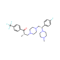 C[C@@H](CN1CCN(C[C@H](c2ccc(F)cc2)N2CCN(C)CC2)CC1)C(=O)c1ccc(C(F)(F)F)cc1 ZINC000022928063