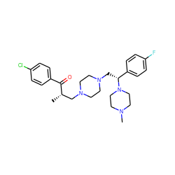 C[C@@H](CN1CCN(C[C@H](c2ccc(F)cc2)N2CCN(C)CC2)CC1)C(=O)c1ccc(Cl)cc1 ZINC000022928027