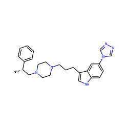 C[C@@H](CN1CCN(CCCc2c[nH]c3ccc(-n4cnnc4)cc23)CC1)c1ccccc1 ZINC000022939257